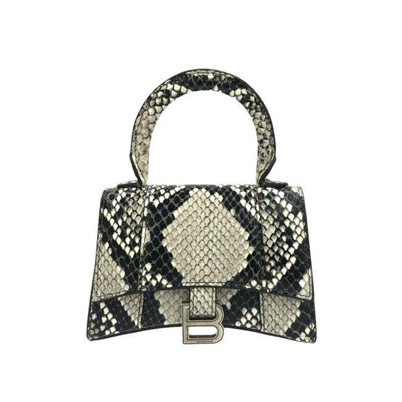 Balenciaga Handbags - Balenciaga Hourglass Top Handle Bag Python Embossed Leather Gray Calfskin